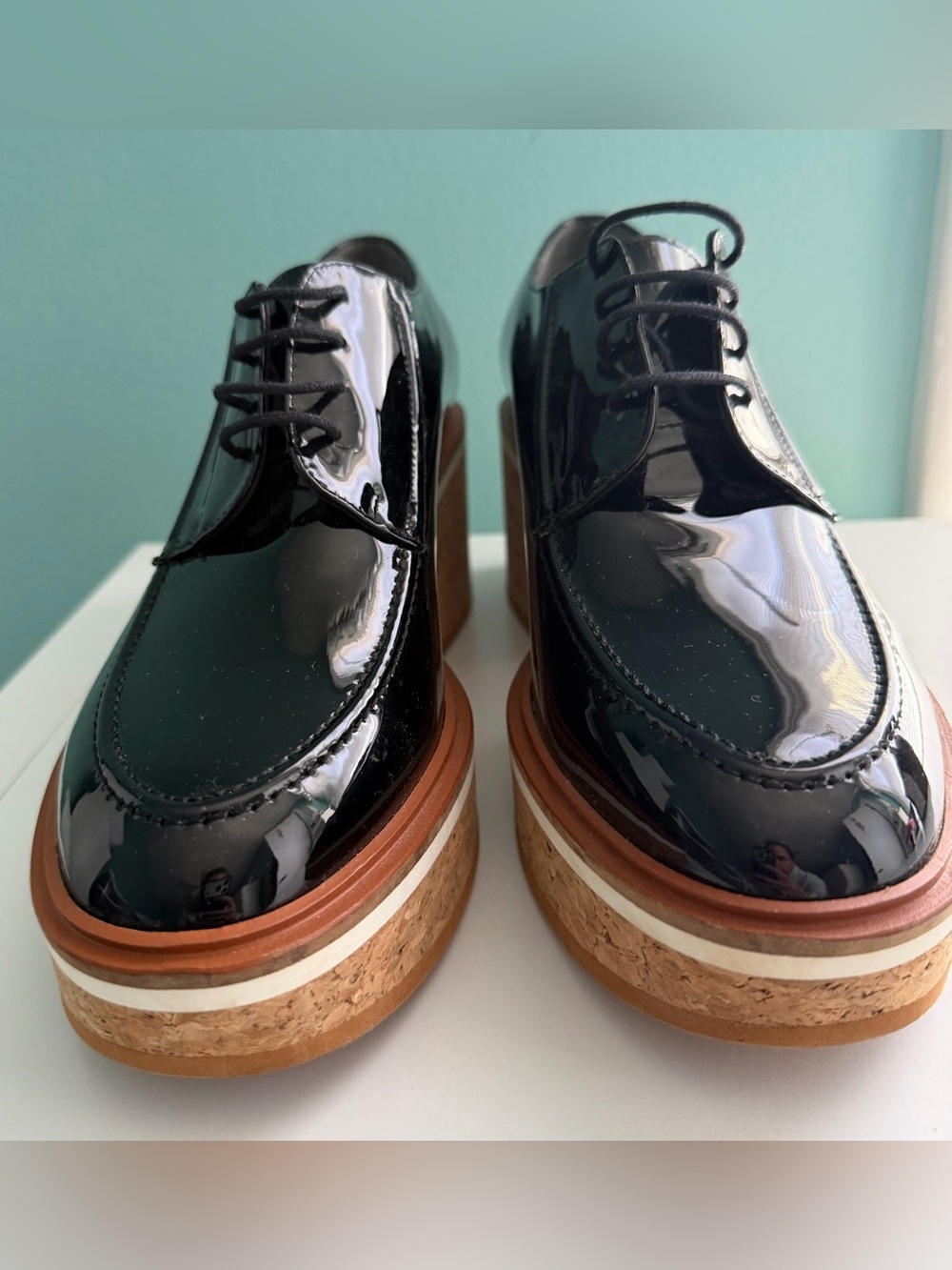 Clergerie Anja Black Patent Platform Oxfords Style 1603 Size 39.5 (US Size 9)